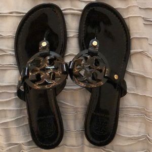 Tory Burch Miller Patent Leather Black Sandals